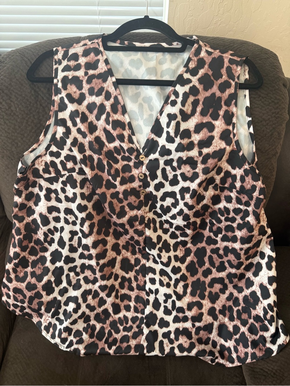 SHEIN Leopard Print V-Neck Sleeveless Camisole - Brown/Black